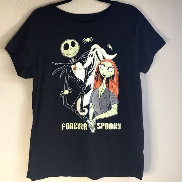 Disney Nightmare Before Christmas black tee “Keep it Spooky” Jack & Sally - Picture 1 of 4